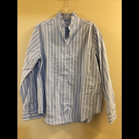 New Striped Long Sleeve Button-Down Shirt - Nili Lotan x Target Blue S4. - Picture 12 of 15